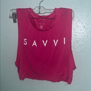 Savvi Pink Sleeveless Crop Muscle Tee